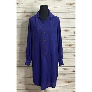 Anthropologie Hunter Dixon purple silk popover shirtdress Size Small
